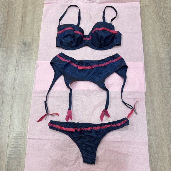 Agent Provocateur Other - Agent Provocateur Knickers Forever 3 Piece Bra Suspender Lingerie Size 34C M